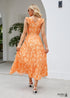 Vestido midi bohemio informal con escote en V y estampado floral sin mangas Zoe